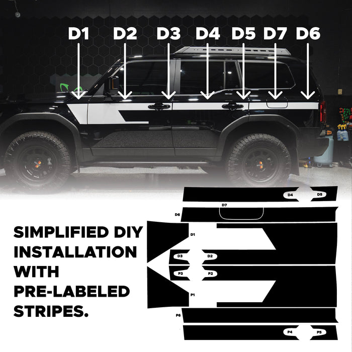 Toyota Land Cruiser Vinyl Heritage Side Stripes | '24 - Present
