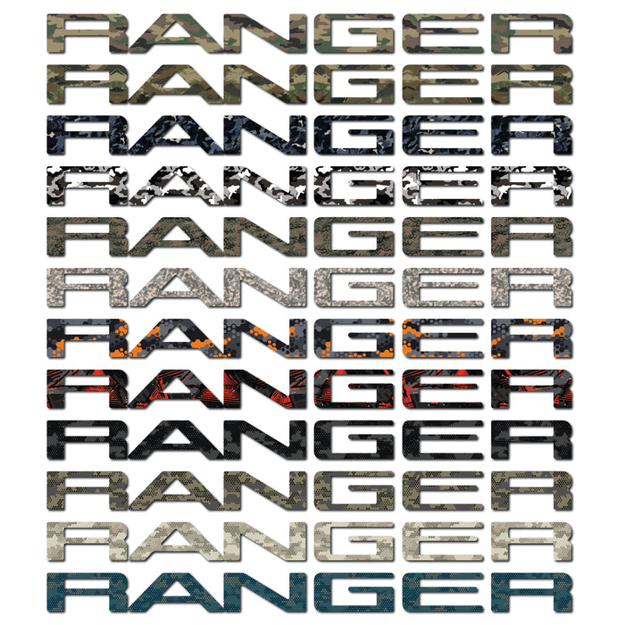 Ford Ranger Vinyl Inlay Tailgate  Letters | Camo Patterns | '19 -'23