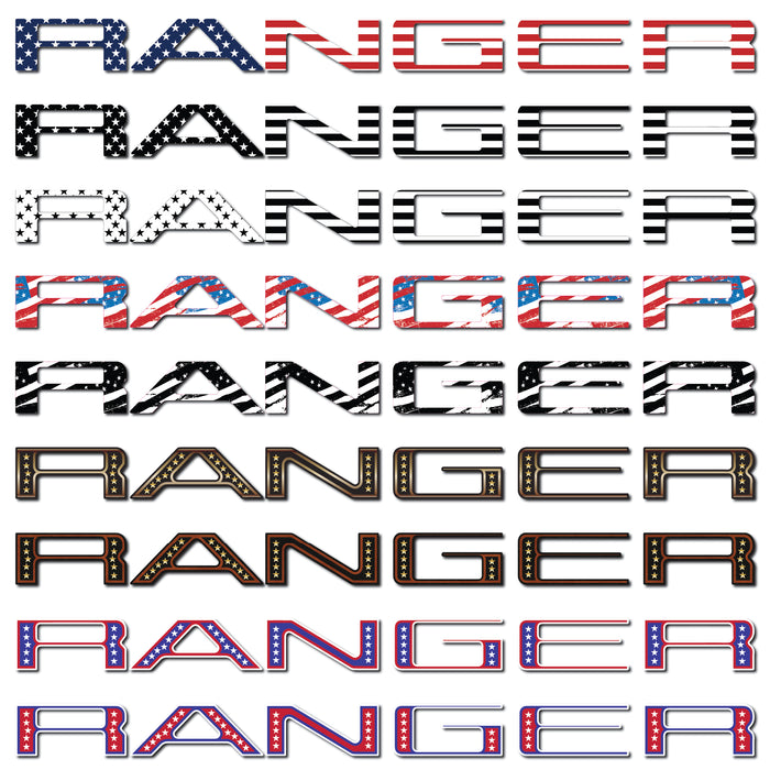 Ford Ranger Vinyl Inlay Tailgate Letters | All Patterns | 2024 - Present